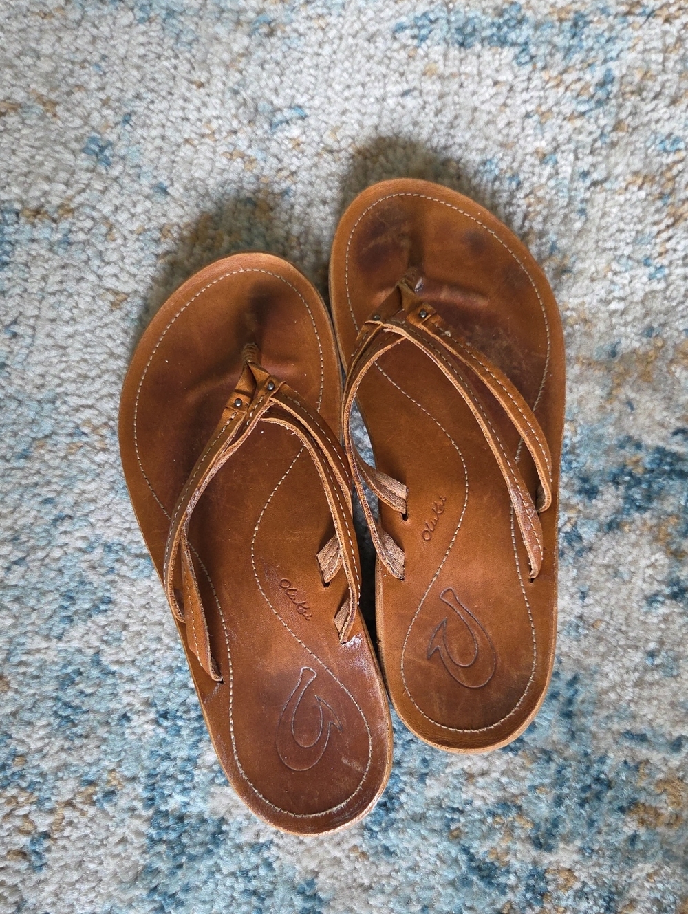 Olukai Women's Brown Leather Flip Flops Size 6